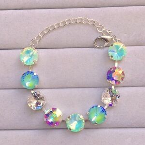 Pacific Opal AB, Aquamarine Silver Crystal Tennis Bracelet